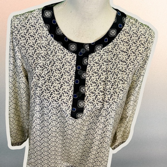 Sea New York White & Black 100% Silk Button-Up Geometric Print Tunic Size 4 - Picture 3 of 12